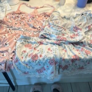 Floral Lace Trim Sleepwear Set